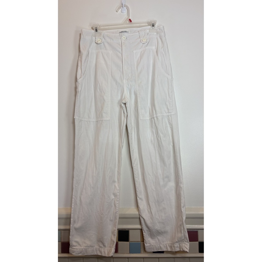 Citizens of Humanity Surplus White Cream High Rise Wide Leg Utility Pants 28 USA